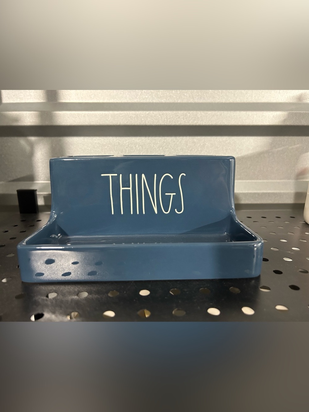 Rae Dunn Navy Ceramic Tray with "THINGS" Lettering